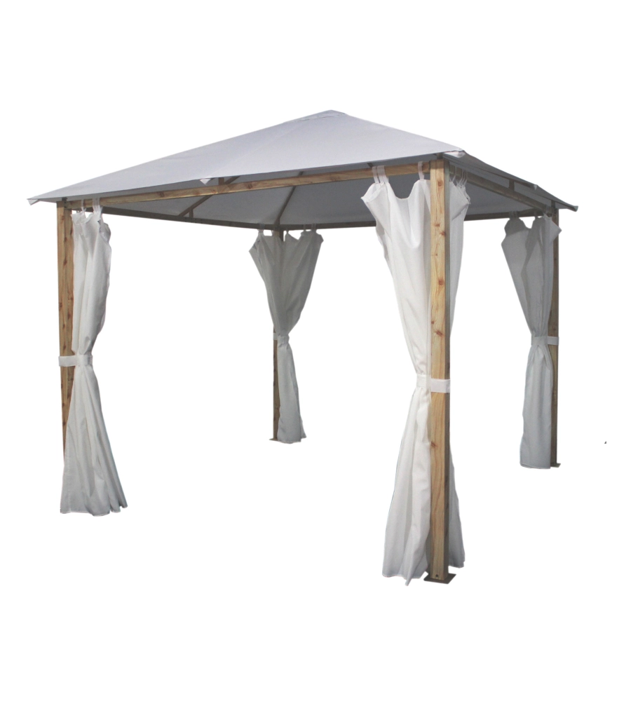 GAZEBO DA ESTERNO CON TENDE LATERALE EUROGARDEN "TRENTO" IN ALLUMINIO EFFETTO LEGNO 3X3 M